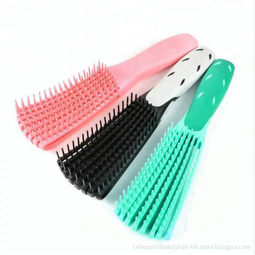 Black Pink Green 4c Curly Wavy Wet Afro Textured Detangling Brush for Natural Black Hair